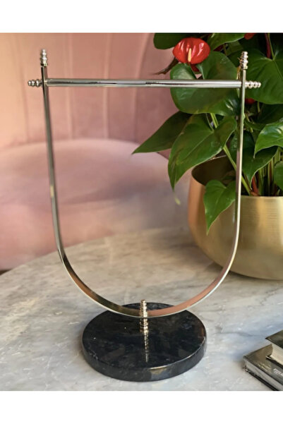 MIARIK DESIGN & DEKORASYON Mermer Tabanli Pirinç El Havluluk Siyah Gümüş