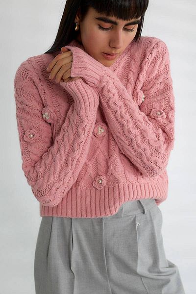 Robin Pearl Floral Decorated Knitwear Sweater