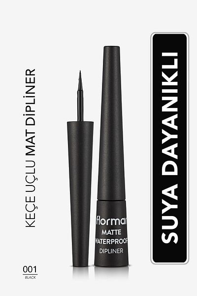 Flormar Water Resistant Matte Dipliner (BLACK) - Waterproof Dipliner - 001 Black -8690604536481