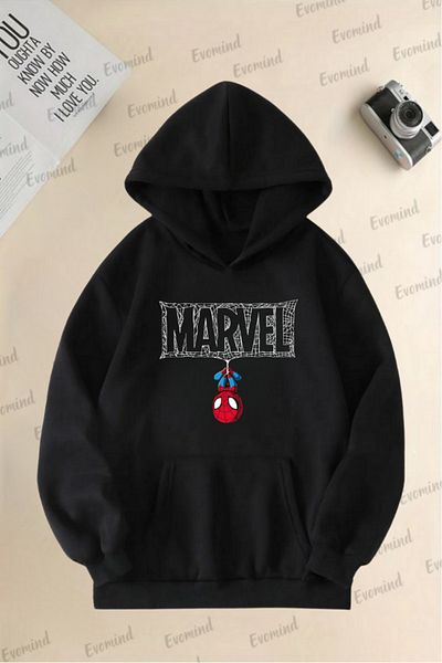 Evomind Суичър с качулка за деца и възрастни с щампи Marvel и Spiderman унисекс