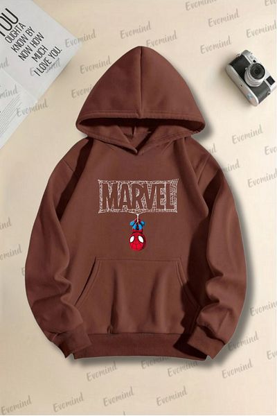 Evomind Суичър с качулка за деца и възрастни с щампи Marvel и Spiderman унисекс