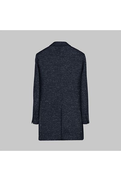 Sarar Interview Wool Woven Slim Fit Navy Blue Coat