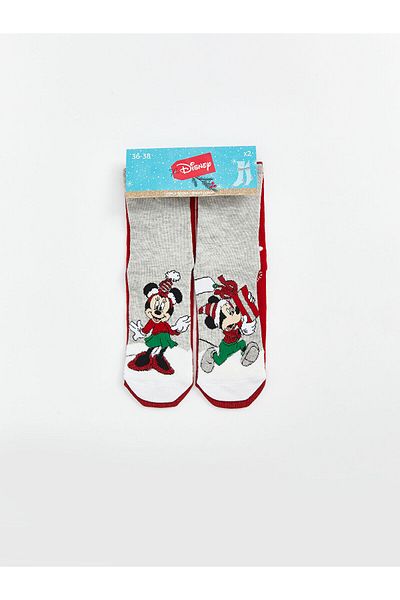 LC Waikiki Pachet de 2 șosete pentru femei LCW Minnie Mouse Printed