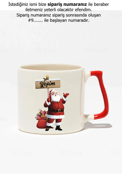 Öz Kupa Yılbaşı Noel Baba Kişiye Özel Merry Christmas Hediyelik Kırmızı Lüks ...
