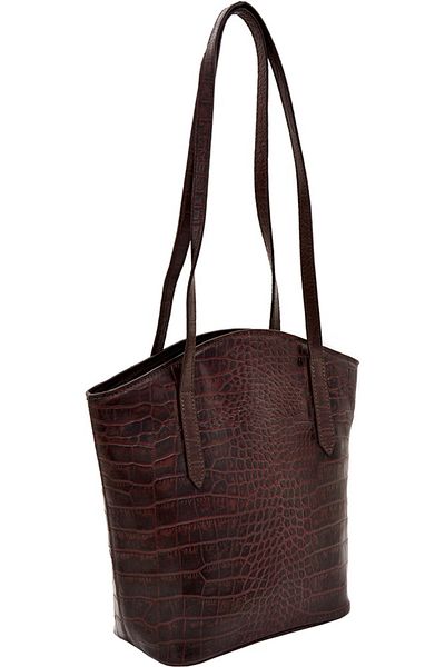 Hidesign Bonn Brown Croco Handbag for Ladies - Premium Leather, Elegant Crocodile Pattern, Spacious