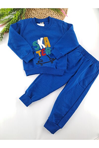 Butik Erkek Çocuk Eşofman Takımı 2 İplik Şardonlu İçi Polarlı Nakış işlemeli