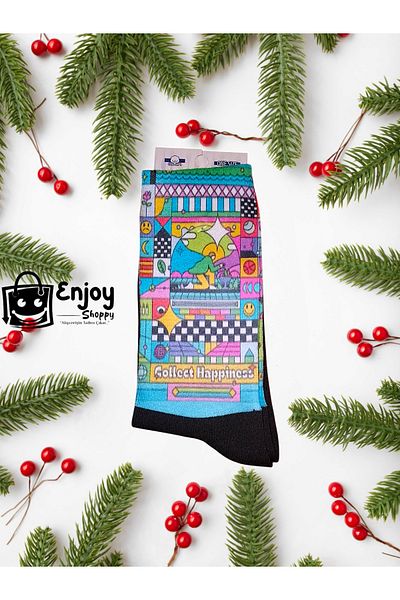 Enjoy جوارب بتصميم ملون وممتع - تعكس أسلوبك مع موضوع "Collect Happiness!"