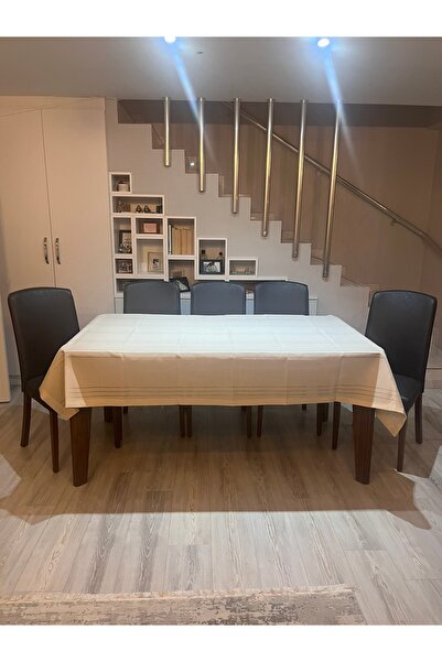 Yıldız Accessory Față de masă fără griji din in cu model de dungi