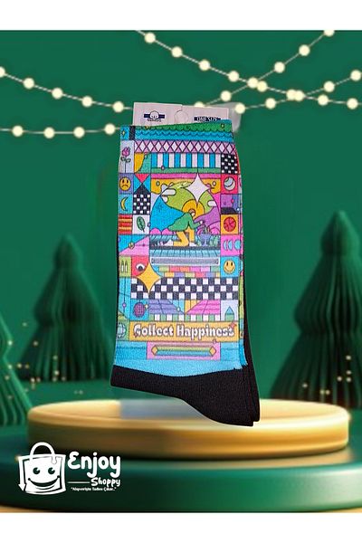 Enjoy جوارب بتصميم ملون وممتع - تعكس أسلوبك مع موضوع "Collect Happiness!"