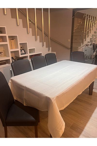 Yıldız Accessory Line Pattern Linen Laceless Tablecloth