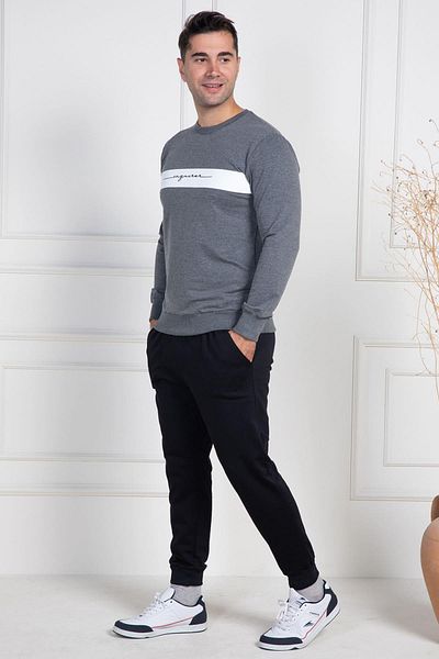 Mecit Pijama Σετ ανδρικών πιτζάμες Mecit 2910 Grey Two String Knitted Sports Model