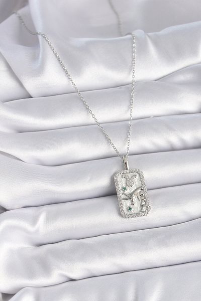 Skygo Silver Colored 316L Women's Necklace with Zirconia - Tj-Bko9456
