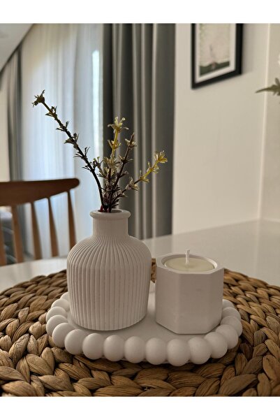 MUM Set vază decorativă, cu mărgele farfurii și lumânare parfumată