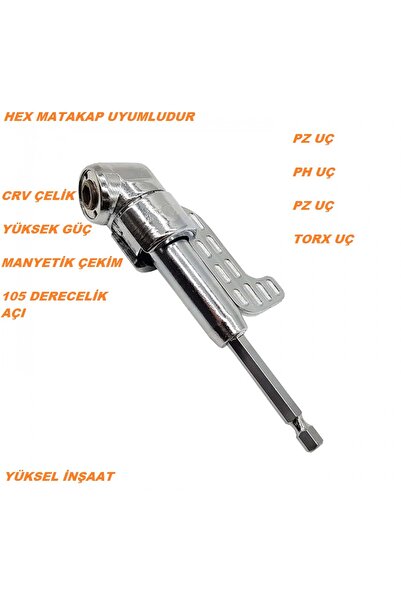 TYSON KÖŞE VİDALAMA ADAPTÖRÜ HEX CRV ÇELİK YÜKSEK GÜÇ MANYETİK MATKAP UYUMLU