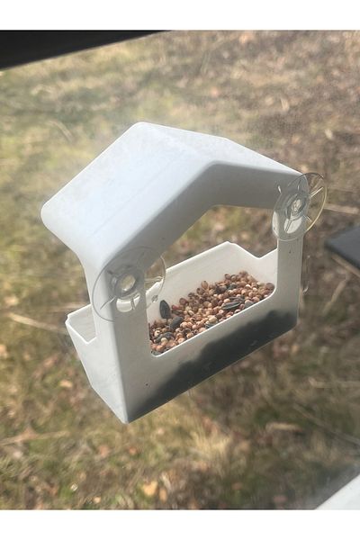AHWALL Window Adhesive Bird Feeder with Glass Suction Cup (Large Size)