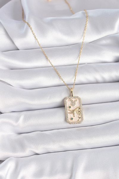 Skygo Gold Colored 316L Steel Zircon Stone Women's Necklace - Tj-Bko9466