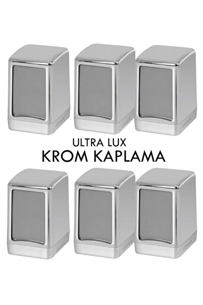 abnturk 6 Adet Krom Kaplama Masa Üstü Peçetelik Metalik Gri Kaplama Metal Gör...
