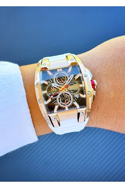 Quantum HNG1161.453 ساعة يد رجالية بسلك سيليكون أبيض