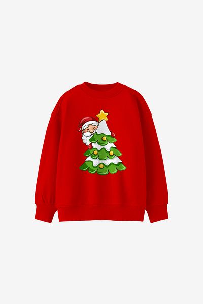c.c.l. coccolin kids baby clup Детски унисекс суитшърт с щампа на Дядо Коледа и голям размер