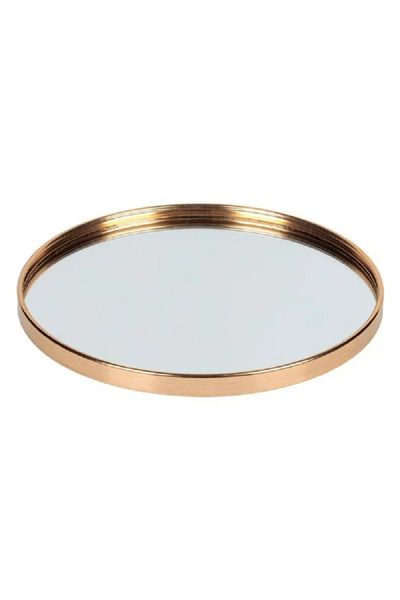 VonaHome Yuvarlak Kahve Sunum Tepsisi/Tabağı Aynalı- Altın Renkli Metal - Ø20cm