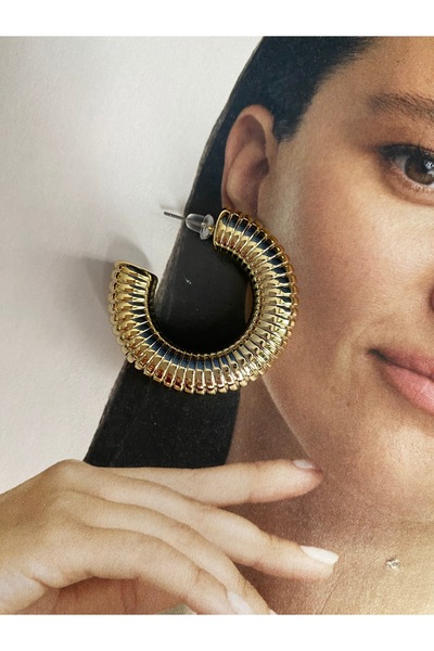 Pinery Jewels Tırtık Desenli Tombul Halka Küpe Çifti