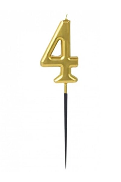 Baykuş Altın Gold 4 dört Rakam Mum Pasta Süsleme