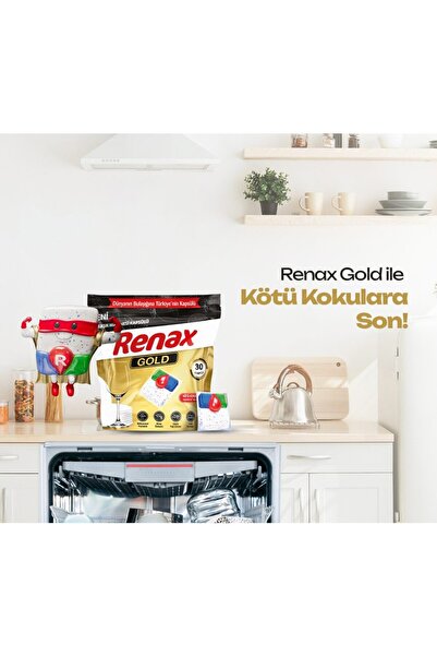 RENAX Gold Bulaşık Makinesi Kapsülü Hepsi Bir Arada 30 Lu X 3 Ad