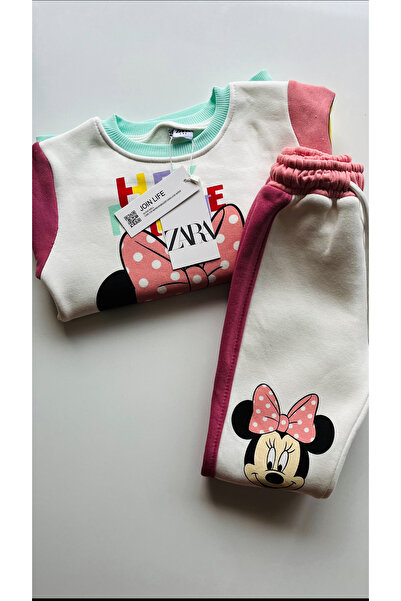 Linikids Kız Çocuk Mickey Desenli Alt Üst Eşofman Takım