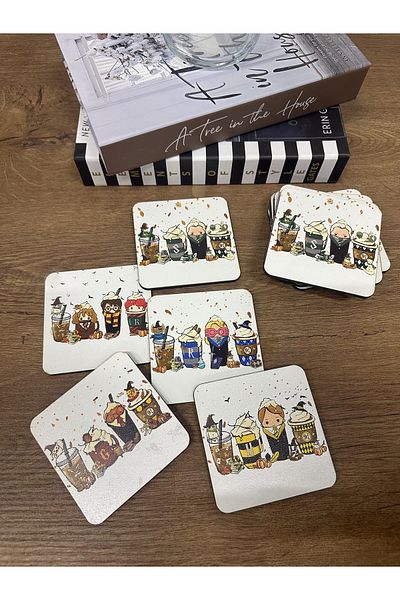 SM Satranç Medya Harry Potter - Hogwarts Classrooms Coffee Coasters Fireplace Scented Wood Set of 5