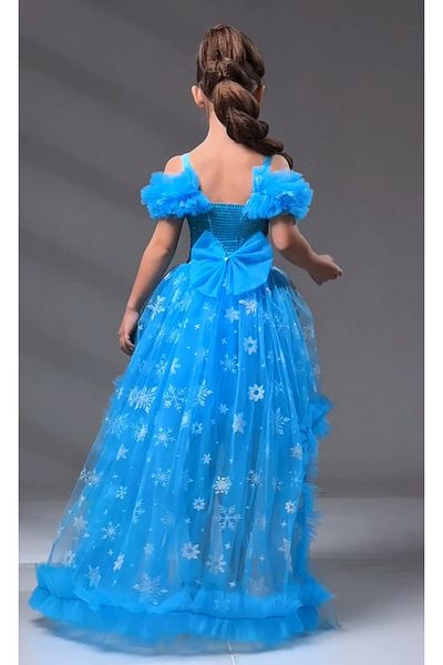 ABİYEKİDS Βραδινό φόρεμα για παιδικό πάρτι Elsa Blue Glitter Style - ABY184