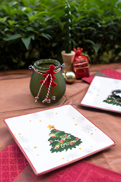 M'art Home Yılbaşı Serisi Kare 12 Parça Set  (Servis-Pasta)