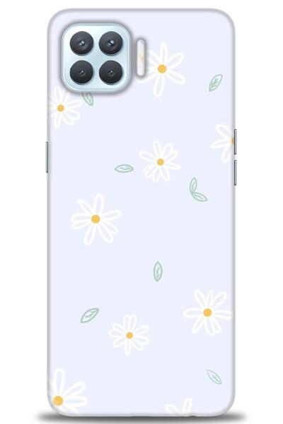 MRCİLETİSİM Oppo A73 Kılıf HD Baskılı Kılıf - Beyaz Papatyalar + Tam Ekran Ko...