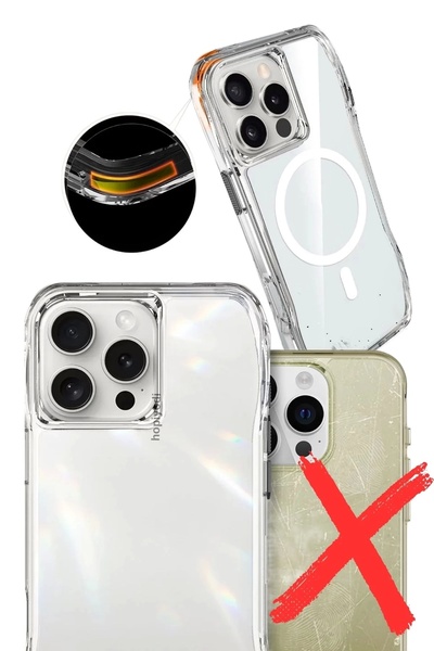 iPhone 16 Pro Kılıf Magsafe Şarjlı Sararmayan Airbag Kamera Koruyuculu Şeffaf İncek Kapak
