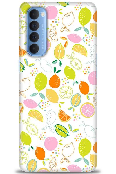 MRCİLETİSİM Oppo Reno 4 Pro Case Hd Printed Case - Colorful Lemons