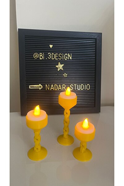 NadarStudio Zincir Şekilli 3’lü Dekoratif Tealight Mumluk Seti