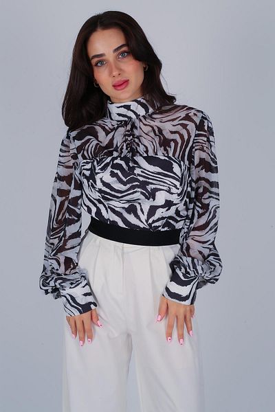 FACETTE Γυναικεία μπλούζα σιφόν με μοτίβο Zebra