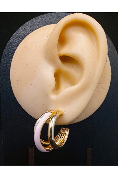 SEVAS GOLD أقراط نسائية باللون الذهبي الوردي المينا