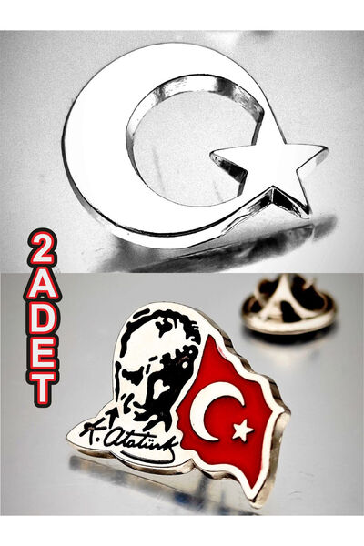 YÖRÜK TASARIM Atatürk ve Ay Yıldız Dekope Yaka Rozeti
