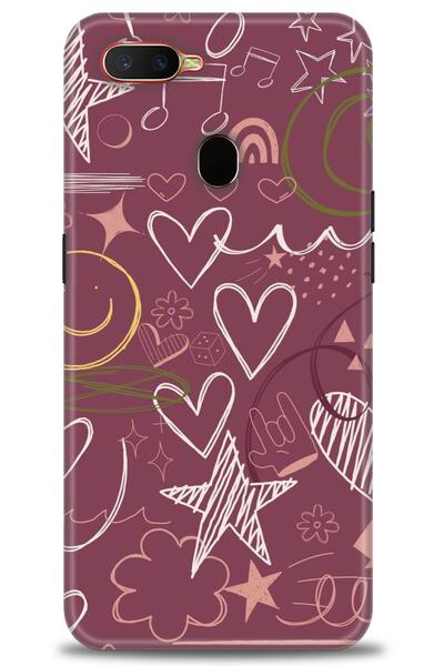 MRCİLETİSİM Oppo AX7 / A12 / A5s Kılıf HD Baskılı Kılıf - Notalar ve Kalpler ...