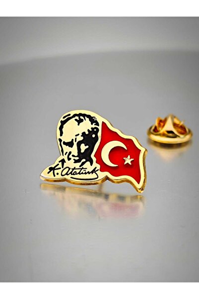 YÖRÜK TASARIM Atatürk ve Ay yıldız dekope Yaka Rozeti