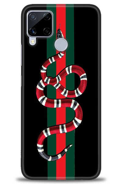 MRCİLETİSİM Realme C15 Case Hd Printed Case - Red Green Snake