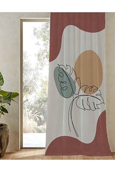 GREENDECOR Leaf Bohemian Pattern Digital Printed Background Curtain (Single Wing) Soft Colorful Background Curtain with Sun Design