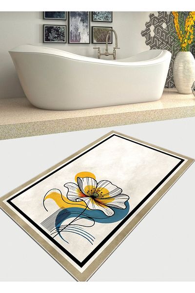 Ardizayn Bohemian Magnolia - Αντιολισθητική, Βαμβακερή Υφαντή Βάση (80x120 cm) Μοκέτα Μπάνιου
