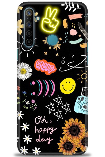 MRCİLETİSİM Realme 5I / 6I / C3 Case Hd Printed Case - Happy Day
