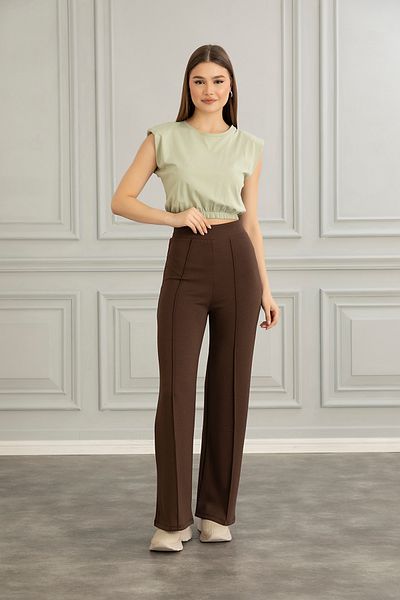 naymanlife Women's High Waist and Lycra Recovery Pants Leggings - Coffee Color, Flared Leg, Modal Fabric