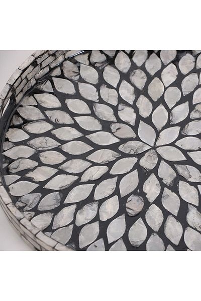 Mylamp نقية الصدف 30x3.5 سم. صينية فسيفساء سوداء بيرليسسينت