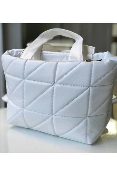 Encool Women's Quilted Embossed Zip Pouf Inflatable Adjustable Cross Strap Hand and Shoulder Bag