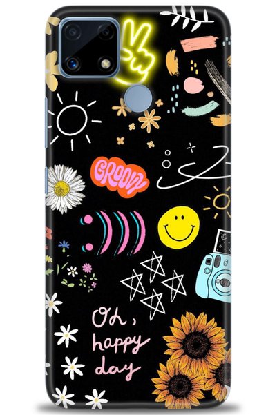 MRCİLETİSİM Realme C25S Case Hd Printed Case - Happy Day