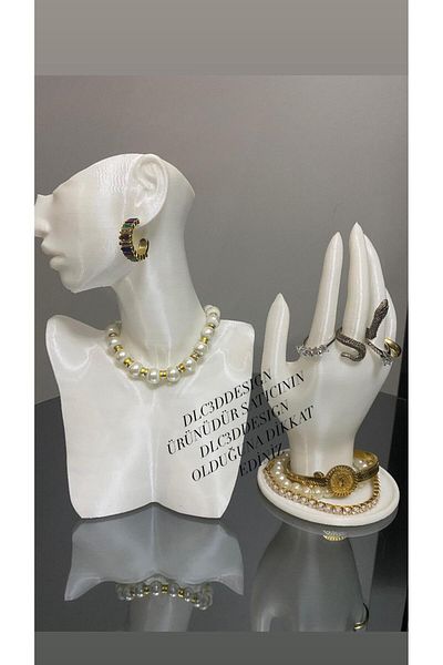Goplast Premium Set of 2 Decorative Jewelry Manikin and Hand, Jewelry Display Stand Set, Jewelry Organizer, Earring Necklace Ring