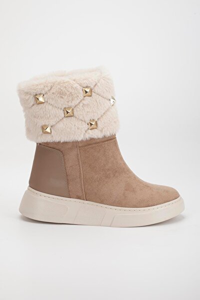 Dilimler Ayakkabı Γυναικείες μπότες με ίσιο τακούνι Mink Suede Fur